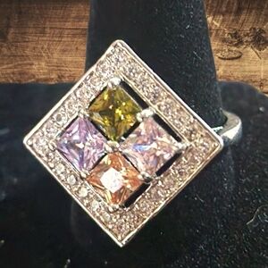 White Gold Filled  Gemstone CZ Ring